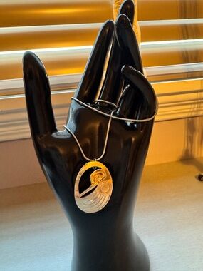 Vintage Sterling Silver Eagle Pendant/Brooch w Gold Overlay – Signed JS – 2-in-1